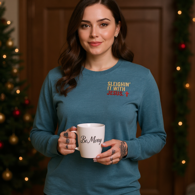 Sleighin’ It With Jesus Women's Long Sleeve