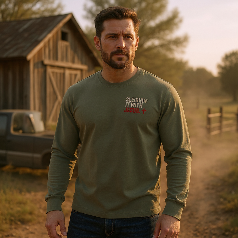 Sleighin’ It With Jesus Long Sleeve Tee